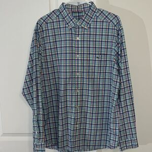 Vineyard Vines Plaid Tartan ON The Go OTG Travel No Dry Performance Whale Shirt